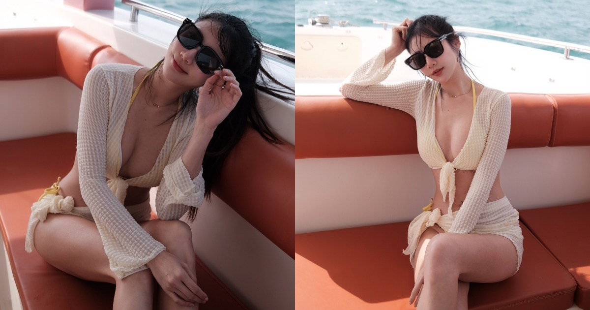甜美正妹「比特」比基尼辣搭游艇，「雪白美体」在太阳底下发光！