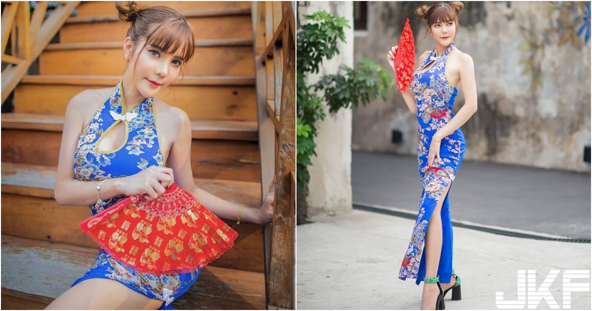 太抢眼啦～旗袍美人「Alisa」身段好高级！走春时根本所有路人的焦点～