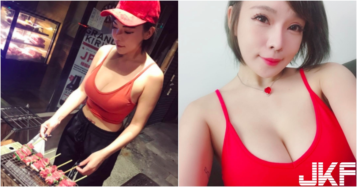 「爆乳辣妹」路边卖串烧！性感火辣「大奶细腰」太诱人！好想来一份馒头夹肉！