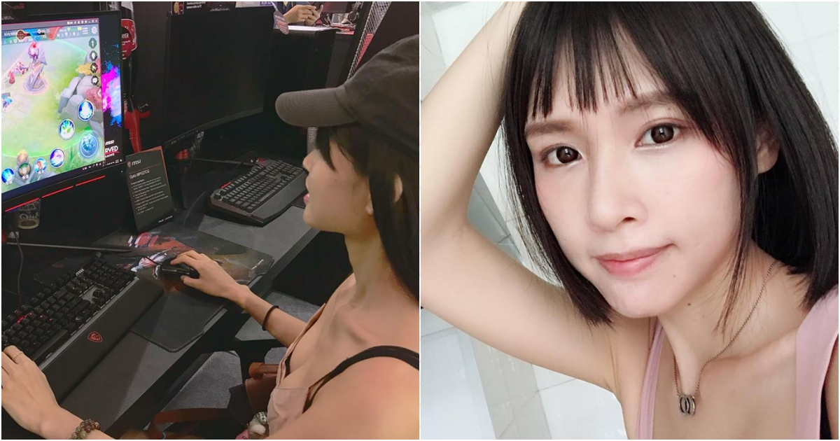 打游戏真的hen热！「Chichi淇淇」背心打lol画面好刺激 正面一看还是萌妹～