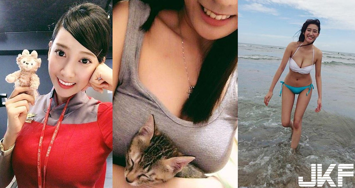好狂！远航正妹空姐「奶夹猫咪」的超大乳量！脱下衣服后的深沟让人大喊受不了…