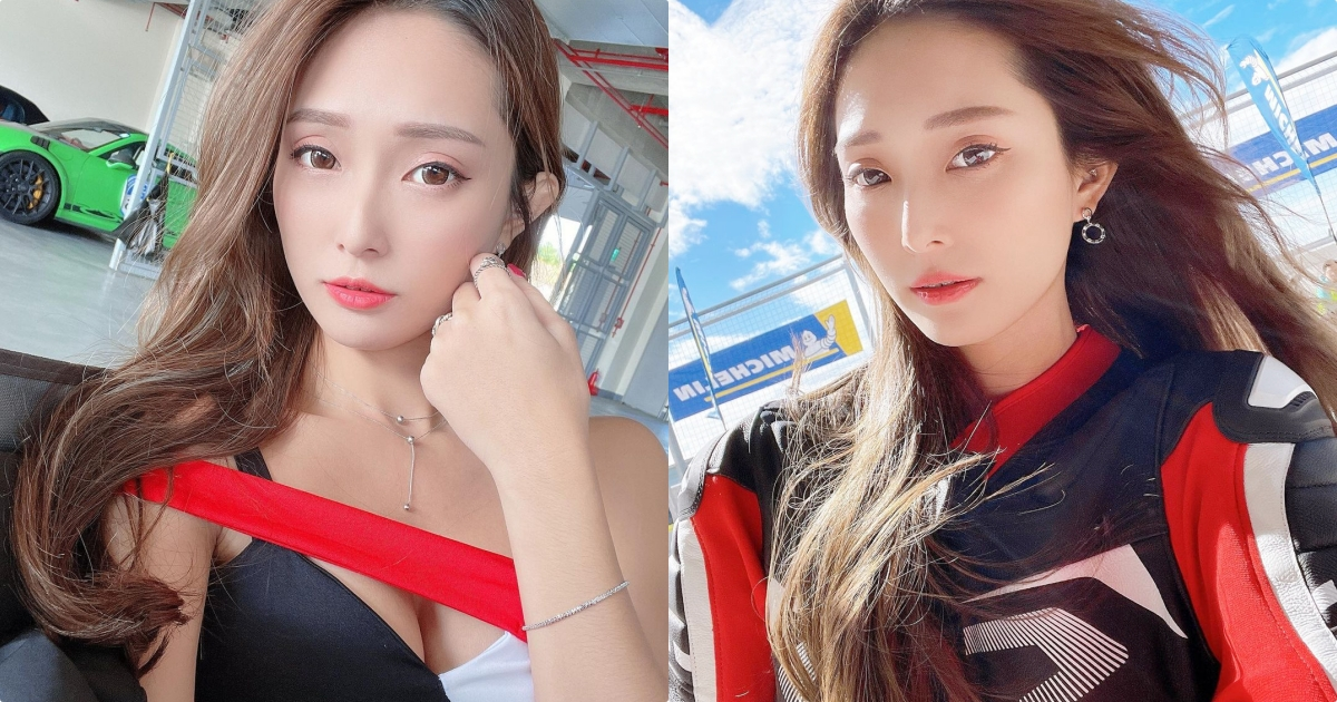 赛车场上火辣D奶正妹「糖糖」，「性感深沟造型」辣到喷火了！-小湿妹图