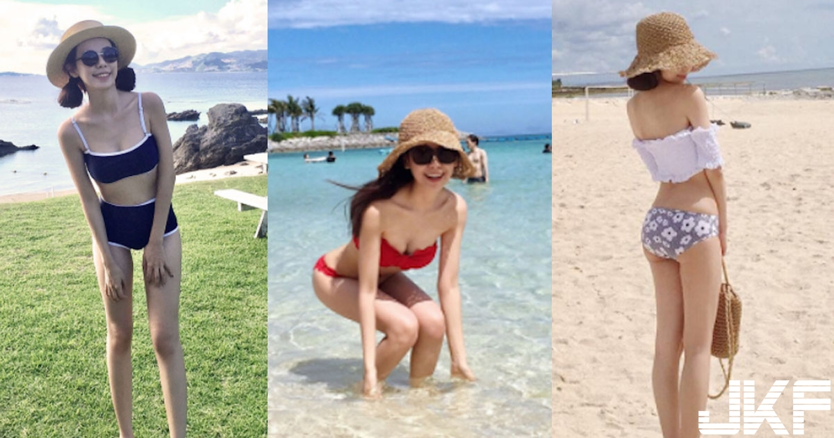 火辣！气质正妹海边「倒奶戯水」大秀长腿比基尼