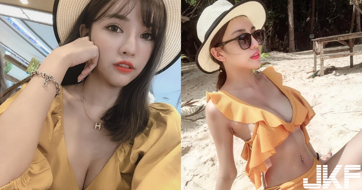 黄色穿搭超显白～白白嫩嫩「陈咖喀」上围超丰满，配上水灵大眼根本是仙女～-小湿妹图