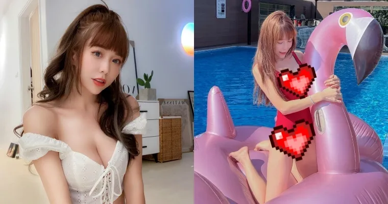 啦啦队长「梓梓」开工晒「大红色泳装」！正面挖洞让「南北半球」同时见客