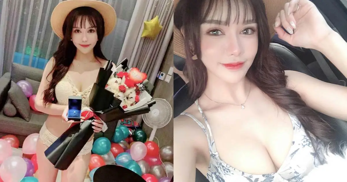 正妹林艾咪「低胸洋装」开口好大，白嫩车头灯太显眼了！