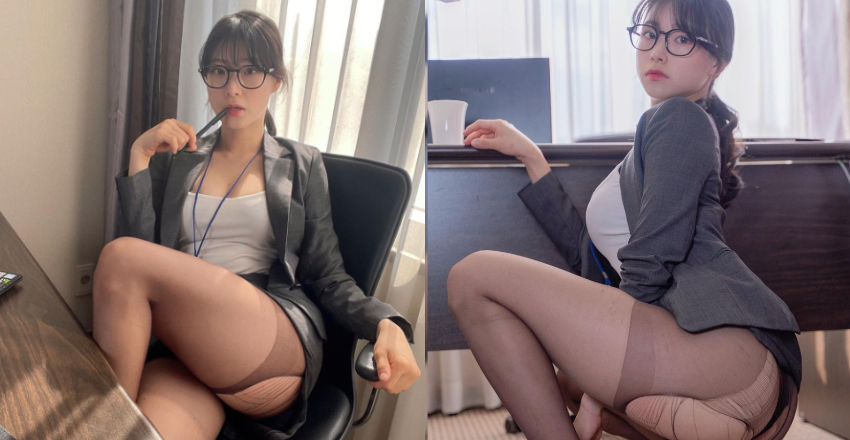 性感小秘书「Irene」黑丝袜破了一个大洞　挤出的蜜腿肉太性感-小湿妹图