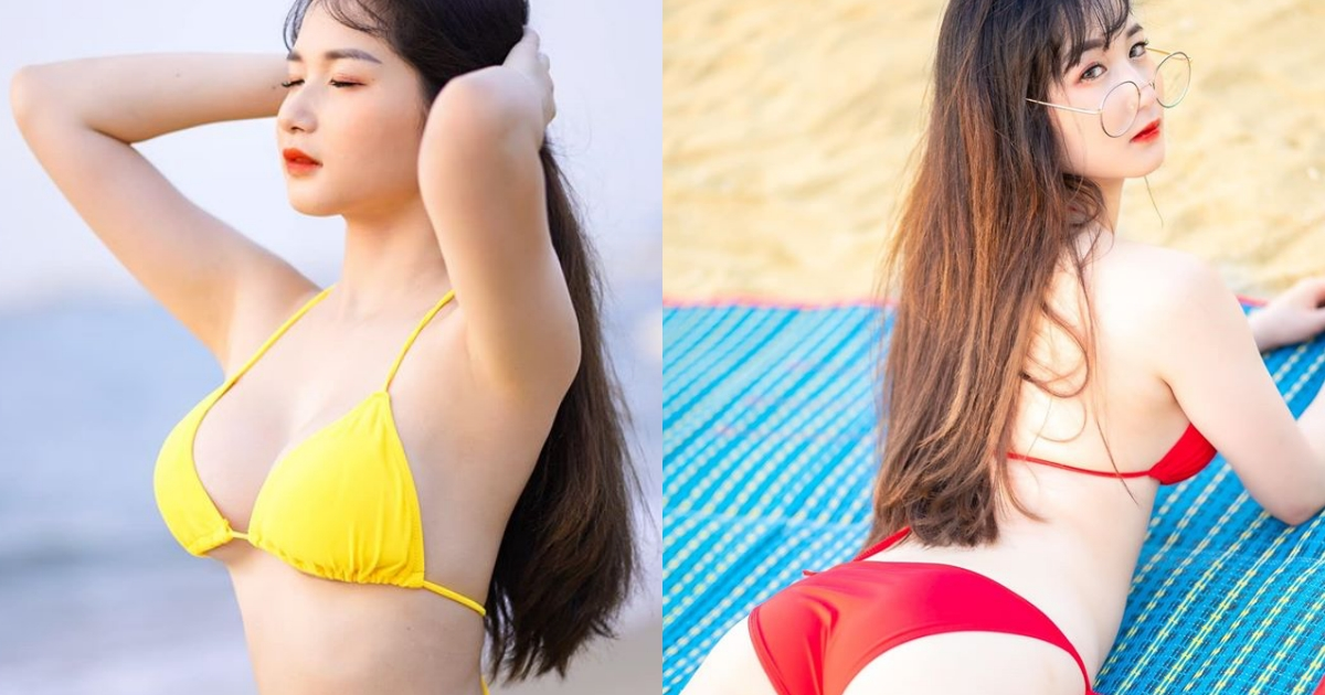 泰国沙滩永远热情！「大奶细腰妹」海边嬉戏魅力四射，「浑圆美尻」不吝啬～-小湿妹图