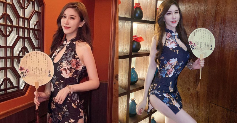 最美body「文文Wen」旗袍高衩露「鲜嫩玉腿」，壮观壕沟也＂掏掏＂不绝！